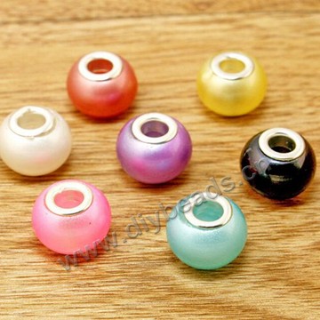 Bead,big-hole beads,glass with brass grommets,7 colors,11x14mm rondelle,5mm hole,sold per pkg of 30ps