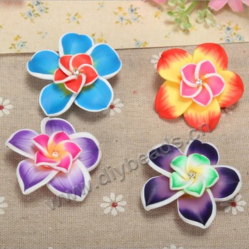 Bead, polymer clay,mixed color,40x21mm flower. Sold per pkg of 20.