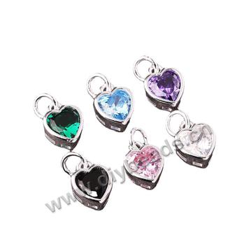 925 Sterling Silver Micro Set Zircon Heart Pendant for jewelry making
