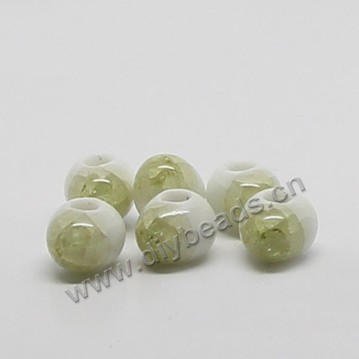 Bead , Crystalline Glaze porcelain,yellow, 8mmround. Sold per pkg of 100 beads. 
