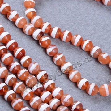 Bead,agate,white and orange,10mm round, Sold per one strand.