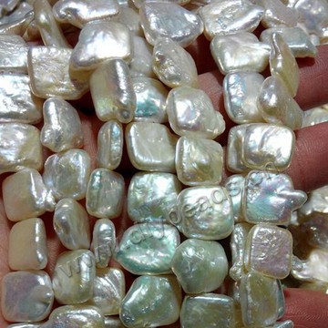 baroque Pearl,cultured freshwater (natural), white,12-13mm square,AAgrade. Sold per 16-inch(40cm) strand