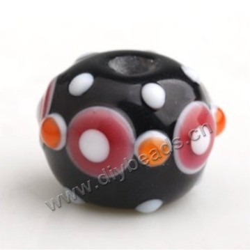 Bead,Japan lampworked glass,black with bumpy dots,16X12mm Rondelle.mini order 100pc 