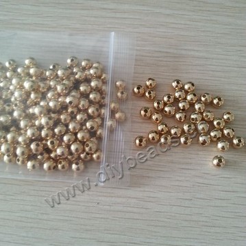 Bead,925 silver,24k gold plated,6mm,round,Sold per pkg of 100 pieces.