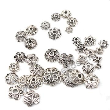 Hot sale tibetan silver flower holder beads torus alloy DIY flower receptacle for jewelry making