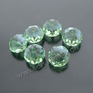 bead,glass,light green ,9x12mm hand-faceted rondelle,72ps/strand,A grade