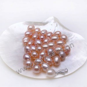 Pearl, cultured freshwater,pink/purple, 8.5-9mm half-drilled netural pearl rice/teardrop, AAA grade. Sold per pkg of  10pcs