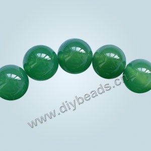 Bead, green agate (dyed), 12mm round. Sold per 15-inch strand.