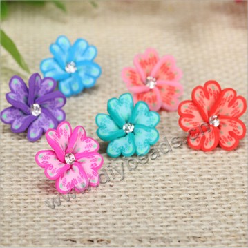 Bead, polymer clay,black,18x8mm flower. Sold per pkg of 5.