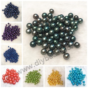 6-7mm nearly round slight flaw strong light dyed loose freshwater pearls