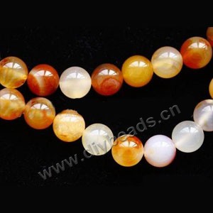 Bead, red agate (dyed), 14mm round. Sold per 15-inch strand.