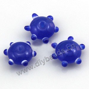 Loose bead,lampworked glass, cobalt blue, 7x15mm bumpy rondelle with 1.5mm hole. Sold per pkg of 20.factory price,diy beads.