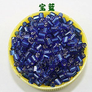 Bugle bead, glass,silver-lined,cobalt blue ,#1 beads. Sold per pkg of 80 grams,approximately 4,500ps.