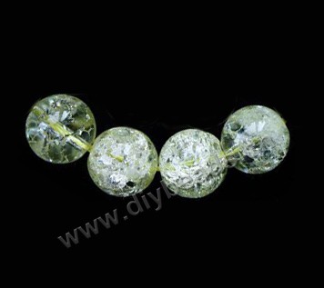 Bead, ice flake quartz (heated/dyed), yellow, 14mm round. Sold per 16-inch strand