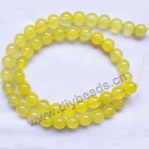 Bead, yellow agate (dyed), 8mm round.  Sold per 15-inch strand