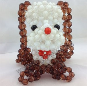 Brown/white, blue/white acylic beads Poodles,handmade beading animal,15x19x21cm gift mini order 2ps,cheap wholesale.