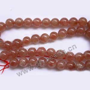 Bead, strawberry quartz (natural), 8mm round, Sold per 15-inch strand