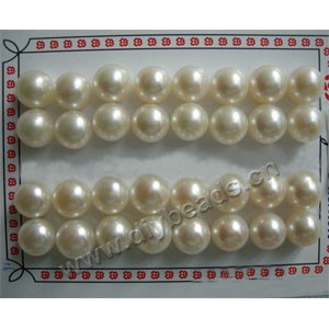 Pearl, cultured freshwater , white,11-12mmhalf-drilled button, AAA grade.Sold per pkg of 16 pairs