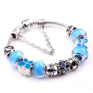 Bracelet,alloy, Beaded bracelet , glass beads,Sold per pkg of 10ps