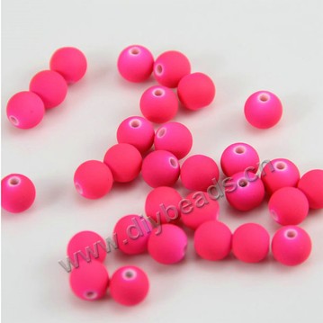Bead, acrylic, fluorescent red, 10mm round. Sold per pkg of 200ps