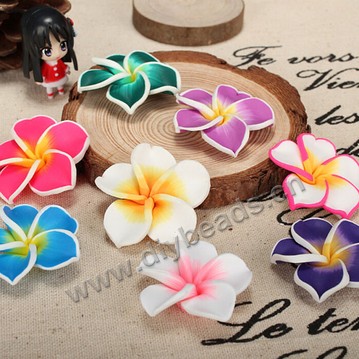 Bead, polymer clay,mixed color,35x10mm flower. Sold per pkg of 50.
