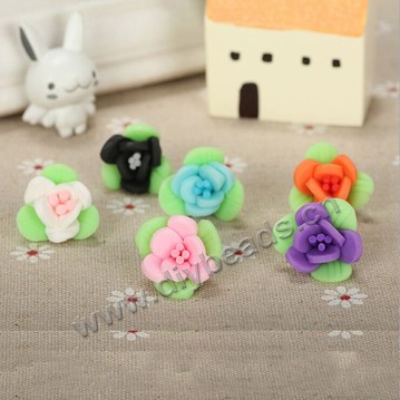 Bead, polymer clay,mixed color,18x10mm flower. Sold per pkg of 5.