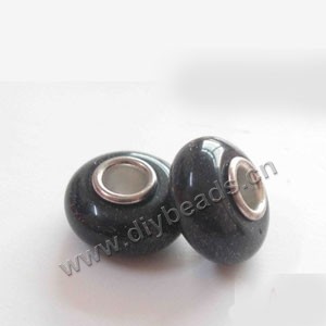 Bead,big-hole beads ,blue goldstone  (natural) and copper grommets,6.5x13.5mm rondelle with 4.5mm hole,sold per pkg of 100ps