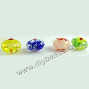 hot selling luminous beads,lampworked glass 4styles to option,12x8mm flat round with flower and 2mm hole. mini order 20ps,factory price