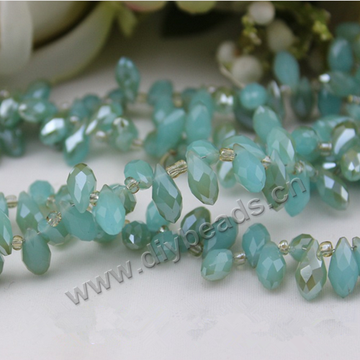 Bead, light green color, 6x12mm top-drilled faceted teardrop, diy beads, Sold per pkg of 1 strands-(100ps/strand).