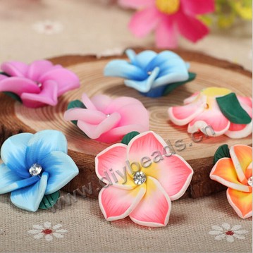 Bead, polymer clay,mixed color,25x10mm flower. Sold per pkg of 20.