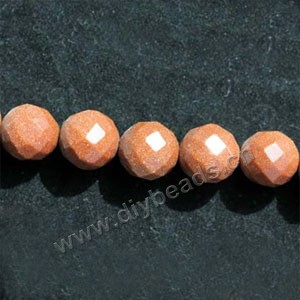 Bead, brown goldstone (manmade), 10mm 64-faceted round. Sold per 14.5-inch strand