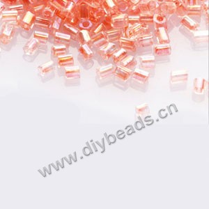Bugle bead,taiwan, glass,  rainbow ,peach ,#1(2x2mm) hex beads. Sold per pkg of 500 grams,approximately 40,000ps
