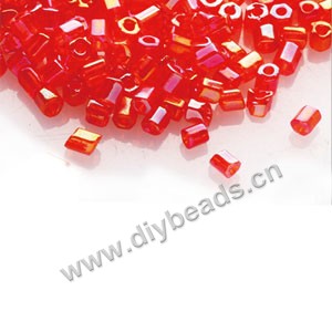 Bugle bead,taiwan, glass, rainbow ,red,#1(2x2mm) hex beads. Sold per pkg of 500 grams,approximately 40,000ps 