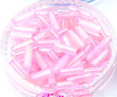 Bugle bead, glass beads, rainbow pink color, #3(6x2mm)  bugle tube. Sold per pkg of 300 grams, approximately 9,000ps