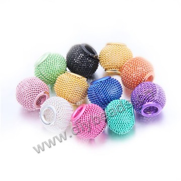 Bead, big-hole bead, alloy, mix colors, Sold per pkg of 50pcs