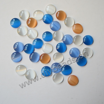 Bead, cat's eye glass,blue, back flat, Sold per one piece