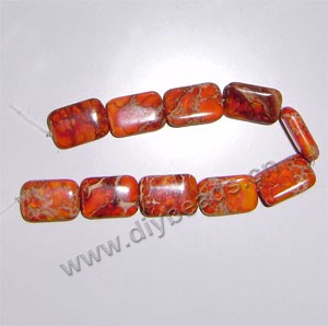 Bead,  imperial Jasper(dyed), orange, 13x18mm flat rectangle. Sold per 16-inch strand .factory price. 