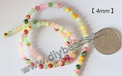 Bead,Afghanistan colorful jade, 4mm round. Sold per 38-39cm strand,approximately 95 beads .