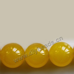 Bead, yellow "jade" (dyed), 18mm round. Sold per 15-inch strand