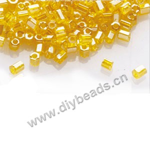 Bugle bead,taiwan, glass, silky luster,yellow,#1(2x2mm) hex beads. Sold per pkg of 500 grams,approximately 40,000ps