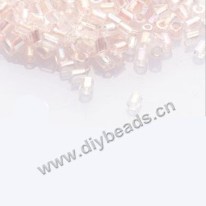 Bugle bead,taiwan, glass, rainbow ,light pink,#1(2x2mm) hex beads. Sold per pkg of 500 grams,approximately 40,000ps 