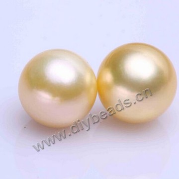 Pearl,akoya saltwater(natural),gold, 6-6.5mm round,loose beads, Sold per package of 1pcs