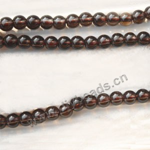 Bead, smoky quartz (heated/irradiated), 6mm round. Sold per 15-inch strand