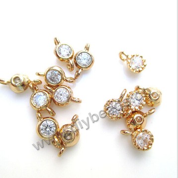 Bead, brass 24k gold filled zircon  bail beads, beads connector  Sold per pkg of 1 bag- 10pieces.