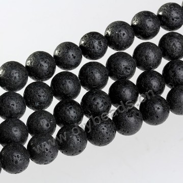 Bead, black lava rock (natural), 8mm round. Sold per 16-inch strand.