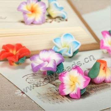 Bead, polymer clay,mixed color,18x10mm flower. Sold per pkg of 5.