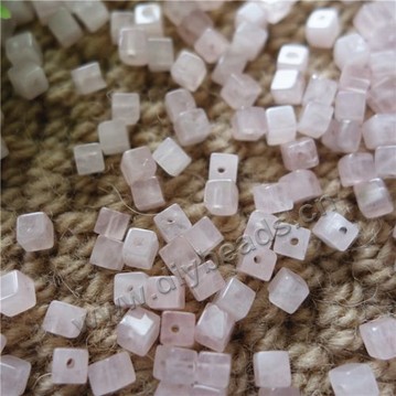 Bead,rose quartz,4mm cube. Sold per pkg 100pcs