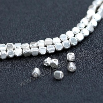 Spacer beads, 925 sterling silver,4*4mm,silver color. Sold per kg of 100 beads