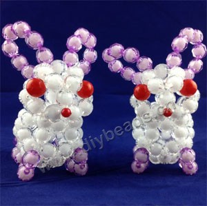 White/pink acylic beads rabbit,handmade beading animal,9x6x10cm gift mini order 2ps,cheap wholesale