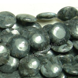 Bead, labradorite (natural), 20mm flat round, Mohs hardness 6 to 6-1/2. Sold per 16-inch strand